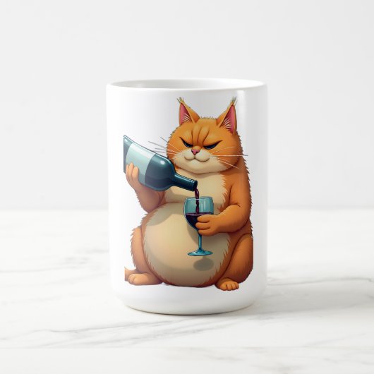 Luxury Tipsy Cat Modern Art Illustration Kaffeetasse (Mittel)