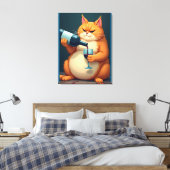 Luxury Tipsy Cat Modern Art Illustration Leinwanddruck (Insitu (Schlafzimmer))