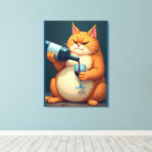 Luxury Tipsy Cat Modern Art Illustration Leinwanddruck (Insitu (Holzboden))