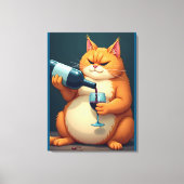 Luxury Tipsy Cat Modern Art Illustration Leinwanddruck (Vorderseite)