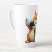 Luxury Tipsy Cat Modern Art Illustration Milchtasse (Linke Ecke)