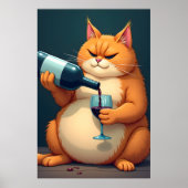 Luxury Tipsy Cat Modern Art Illustration Poster (Vorne)