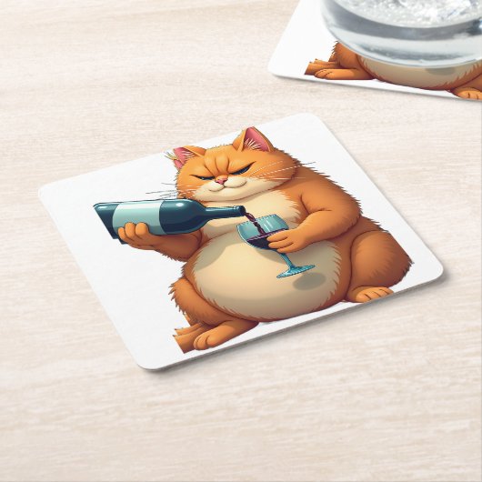 Luxury Tipsy Cat Modern Art Illustration Rechteckiger Pappuntersetzer (angewinkelt)