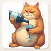 Luxury Tipsy Cat Modern Art Illustration Rechteckiger Pappuntersetzer (Vorderseite)