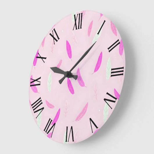 Luxury Trendy Feathers Boho Collection Große Wanduhr (Winkel)