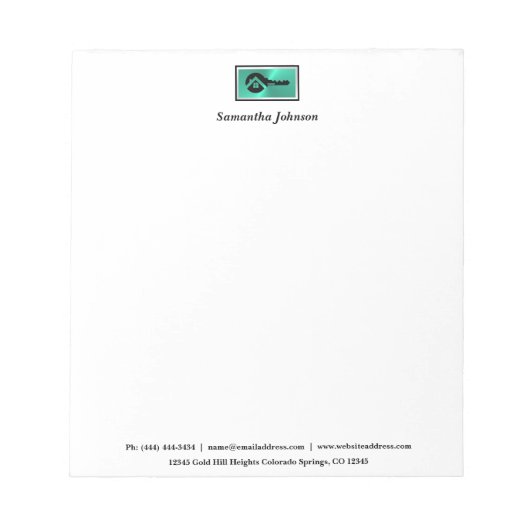 Luxury Turquoise & Black Key Real Estate  Notizblock (Vorderseite)