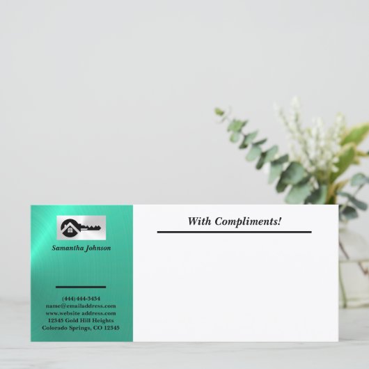 Luxury Turquoise Black Key With Compliments Slip (Stehend Vorderseite)