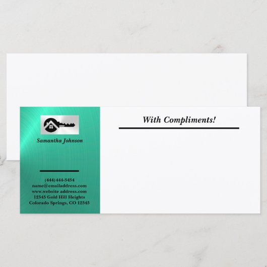 Luxury Turquoise Black Key With Compliments Slip (Vorne/Hinten)