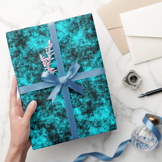 Luxury Turquoise & Black Marble Geschenkpapier (Schenken)