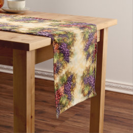 Luxury Tuscan Grapes Watercolor Table Runner Mittelgroßer Tischläufer