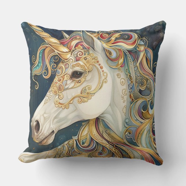 Luxury Unicorn Throw Kissen (Vorderseite)
