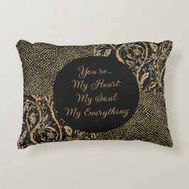 Luxury, Valentine's Day,Black Gold Florals ,Pixel Dekokissen