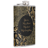 Luxury, Valentine's Day,Black Gold Florals ,Pixel  Flachmann (Rechts)