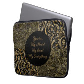 Luxury, Valentine's Day,Black Gold Florals ,Pixel Laptopschutzhülle (Vorderseite Links)