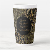 Luxury, Valentine's Day,Black Gold Florals ,Pixel  Milchtasse (Vorderseite)