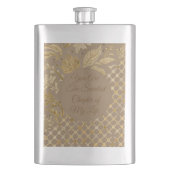 Luxury,Valentine's Day,Gold Flowers,Pixels Pattern Flachmann (Vorderseite)