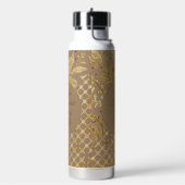 Luxury, Valentine's Day, Gold Flowers, Pixels  Trinkflasche (Links)