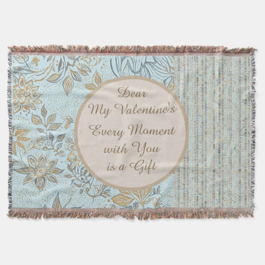 Luxury, Valentine's Day,Gold Soft Blue Flowers Art Decke (Vorderseite)