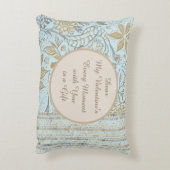 Luxury, Valentine's Day,Gold Soft Blue Flowers Art Dekokissen (Rückseite(Vertikal))