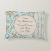 Luxury, Valentine's Day,Gold Soft Blue Flowers Art Dekokissen (Rückseite)