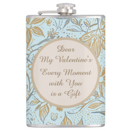 Luxury, Valentine's Day,Gold Soft Blue Flowers Art Flachmann