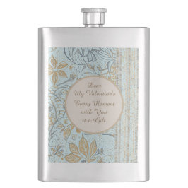 Luxury, Valentine's Day,Gold Soft Blue Flowers Art Flachmann