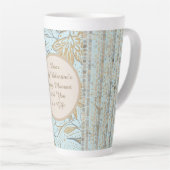 Luxury, Valentine's Day,Gold Soft Blue Flowers Art Milchtasse (Rechte Ecke)