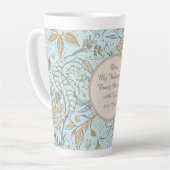 Luxury, Valentine's Day,Gold Soft Blue Flowers Art Milchtasse (Linke Ecke)