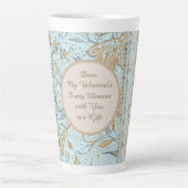Luxury, Valentine's Day,Gold Soft Blue Flowers Art Milchtasse (Vorderseite)