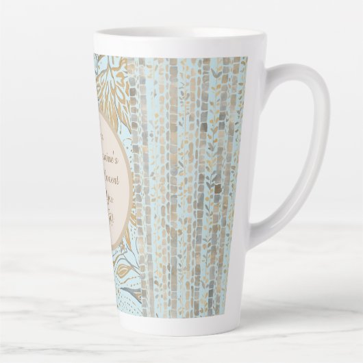 Luxury, Valentine's Day,Gold Soft Blue Flowers Art Milchtasse (Rechts)