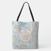 Luxury, Valentine's Day,Gold Soft Blue Flowers Art Tasche (Rückseite)