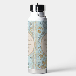 Luxury, Valentine's Day,Gold Soft Blue Flowers Art Trinkflasche