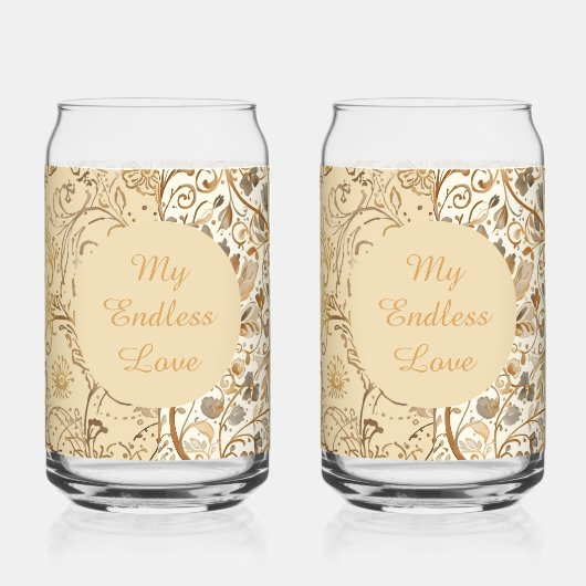 Luxury,Valentine's Day,Lovely Gold Flowers Pattern Dosenglas (Rückseite)