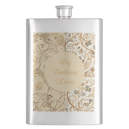 Luxury,Valentine's Day,Lovely Gold Flowers Pattern Flachmann