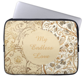 Luxury,Valentine's Day,Lovely Gold Flowers Pattern Laptopschutzhülle