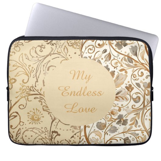 Luxury,Valentine's Day,Lovely Gold Flowers Pattern Laptopschutzhülle (Vorderseite)