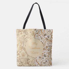 Luxury,Valentine's Day,Lovely Gold Flowers Pattern Tasche