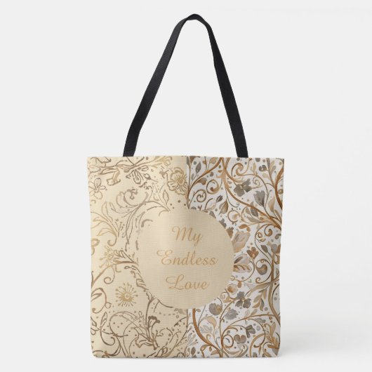 Luxury,Valentine's Day,Lovely Gold Flowers Pattern Tasche (Vorderseite)