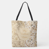Luxury,Valentine's Day,Lovely Gold Flowers Pattern Tasche (Rückseite)