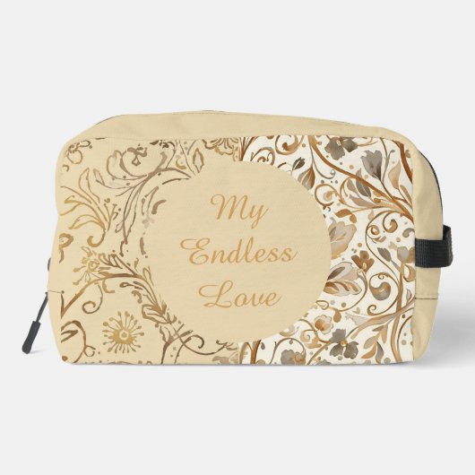 Luxury,Valentine's Day,Lovely Gold Flowers Pattern Waschbeutel (Rückseite)