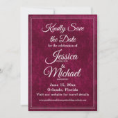 Luxury Velvet Burgundy Berry Monogram Wedding Save The Date (Vorderseite)