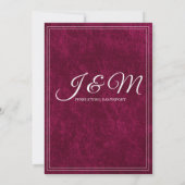 Luxury Velvet Burgundy Berry Monogram Wedding Save The Date (Rückseite)