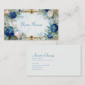 Luxury Victorian Blue Floral Ornate Gold Frame Visitenkarte (Vorne/Hinten)