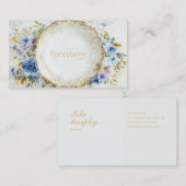 Luxury Victorian Blue Floral Ornate Gold Plate Visitenkarte (Vorne/Hinten)