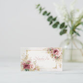 Luxury Victorian Blush Rose Floral and Gold Frame Visitenkarte (Stehend Vorderseite)