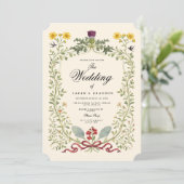 Luxury Victorian Botanical Wedding Einladung (Stehend Vorderseite)