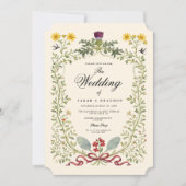 Luxury Victorian Botanical Wedding Einladung (Vorderseite)