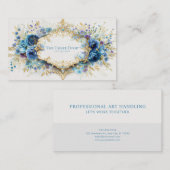Luxury Victorian Ornate Gold Frame Blue Floral Visitenkarte (Vorne/Hinten)