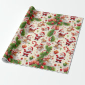 : Luxury Victorian Santa & Reindeer Christmas Wrap Geschenkpapier (Ungerollt)