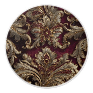 Luxury Vintage French Baroque Burgundy Gold  Keramikknauf
